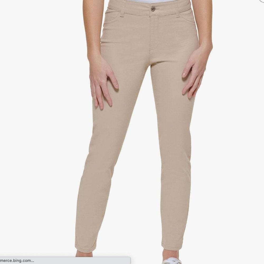 Calvin Klein Four Pocket Cotton Twill Pants Size 10 Beige Taupe Ankle